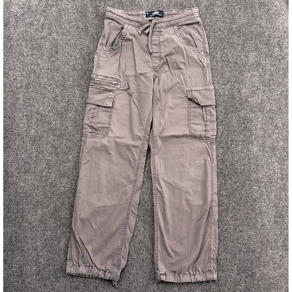 Hollister Womens XS Adjustable Rise Baggy Parachute Pants Gray Cargo Streetwear